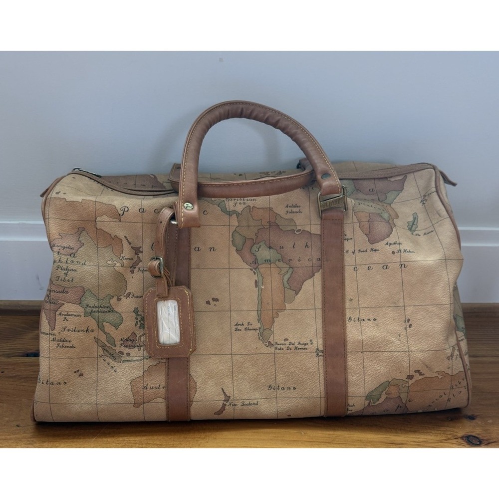 Vintage Gitano Map Print Weekender Duffel Travel Bag Jet Set Safari Chic